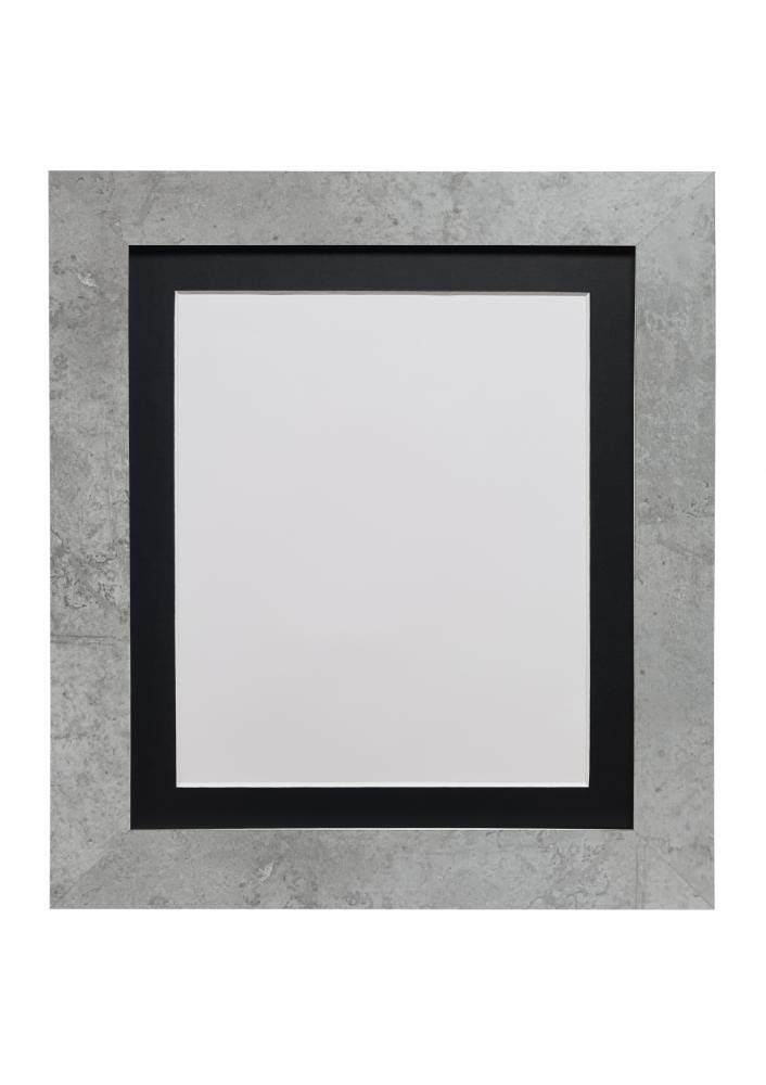 FRAMES BY POST Metro Picture Photo Frame Mineral Grey with Black Mount 20 x 16 Image Size 16 x 12 Inch Plastic Glass