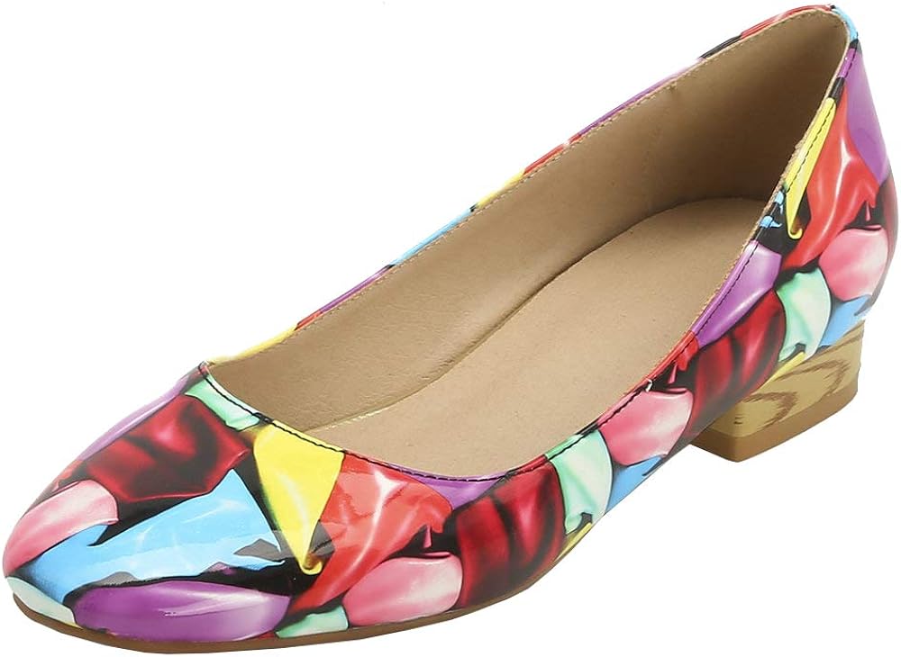 LUXMAX Women Multicolor Pumps Low Block Heel Closed Toe