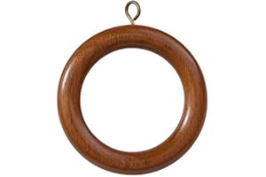 Galaxy Indiacraft 50 Pcs Premium Wooden Window Curtain Drapery Rings, Hooks, Clips for 0.5" to 1.25 Inch Curtain Rod Pole (Inner Día 1.7 Inch, Outer Día 2.5 Inch)