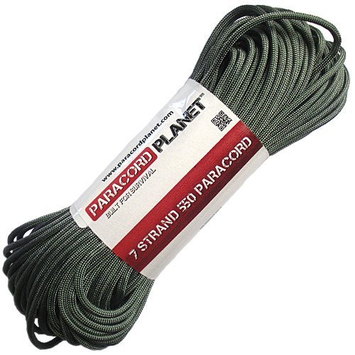 PARACORD PLANET 100 ft Mil-Spec Commercial Grade 550Lb Type Iii Nylon Paracord Foilage Green