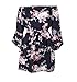 Yieune Summer Dress Off Shoulder Beach Dress Long Sleeve Floral Mini Dress (Dark Blue M)
