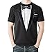 Big Red Egg NEW - Black Tuxedo - Men's Black Cotton T-Shirt Fancy Dress (Large)