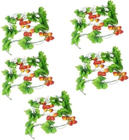 Strawberry Leaf Hanging Vine 2.5M 5 Pcs Orange Red Green