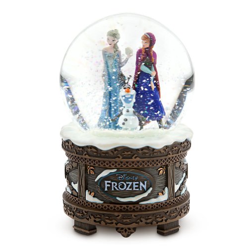 Disney Store Frozen Anna, Elsa and Olaf Musical Snowglobe plays 