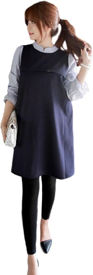 Amazon Co Jp ミズミス Ms Miss レディース マタニティ ワンピース ストライプ 7分袖 授乳服 授乳口 付き ネイビー 服 ファッション小物