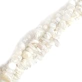 6-8mm Natural Moonstone Beads Gravel Gemstone Chips Freeform Loose Beads for Jewelry Making Wholesale Beads Cream White 34" JOE FOREMAN