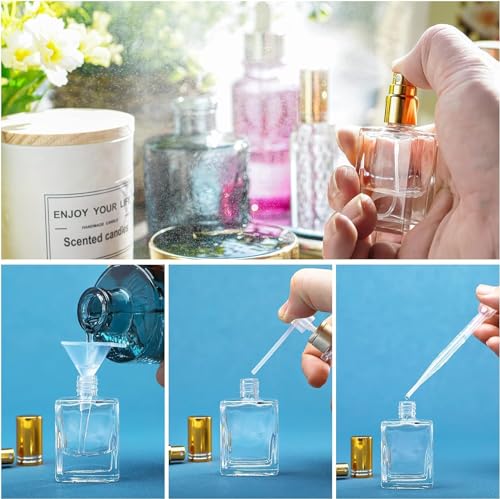 ChicAbode 12pcs Clear Perfume Spray Bottles 15ml Glass Fine Mist Sprayer Empty Spray Bottles Refillable Container Perfume Atomizer for Cleaning, Essential Oil, Liquid