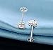 GEMSME 18K White Gold Plated 8mm Round Opal Stud Earrings For Women