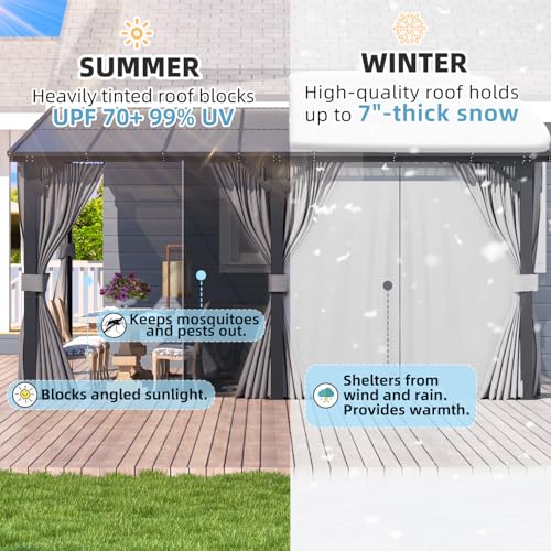 AECOJOY 12x20 Hardtop Gazebo Review: Wall-Mounted Lean-To with Curtains and Netting image 8