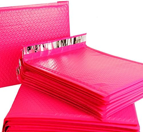 Empire Mailers #000 4 x 8-inch Hot Pink Padded Envelopes, Self Seal Mailers, Bubble-Lined Shipping Envelopes, Mail-Approved Poly Bubble Mailers, Self-Sealed Mailing Packages, Pack of 50