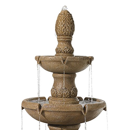 Domanico Outdoor Floor Water Fountain 57" Tan 3Tiered Floor Cascading