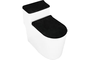 Black Toilet Tank Lid Cover Black Toilet Covers Stretch Velvet Bathroom Toilet Seat Cover Set Washable Soft Toilet Protector 