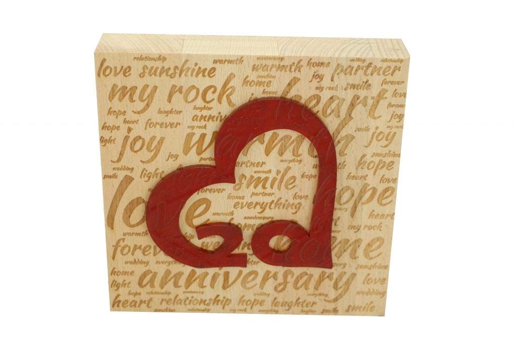 20th Wedding Anniversary Word Art Beech Block With 20 Year Acrylic