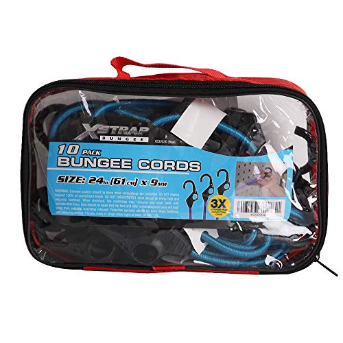 XSTRAP STANDARD 10 Pack Bungee Cords with FingerHole Hooks Ensures 3Time Strength, Comes in A