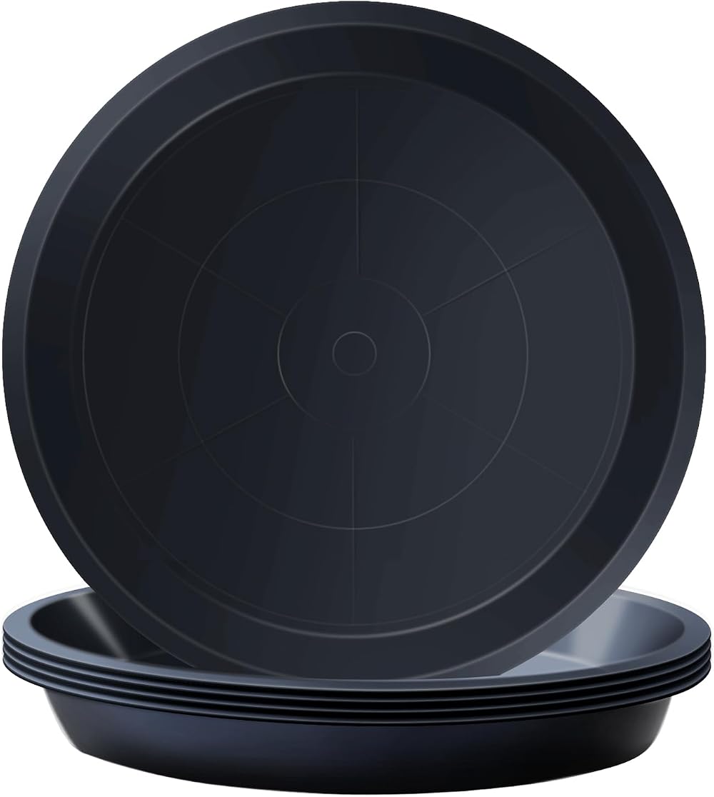 Kunjocy Pack of 5 Black Plant Pot Saucers 32 cm Round Trays Garden