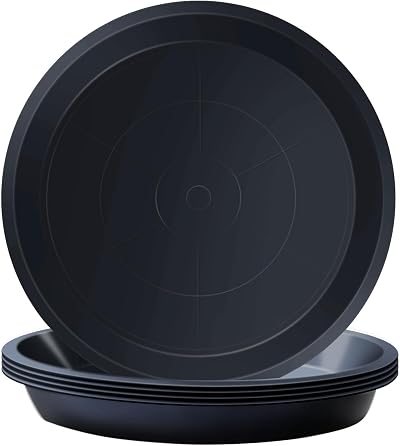 Kunjocy Pack of 5 Black Plant Pot Saucers 32 cm Round Trays Garden