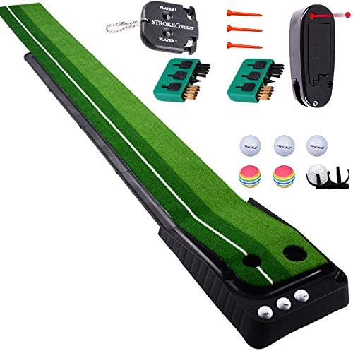 BAG WIZARD Golf Putting Mat Indoor Putting Green Indoor 9.85Feet x 11.8In W/Ball Return Practice Putting Mat Trainer