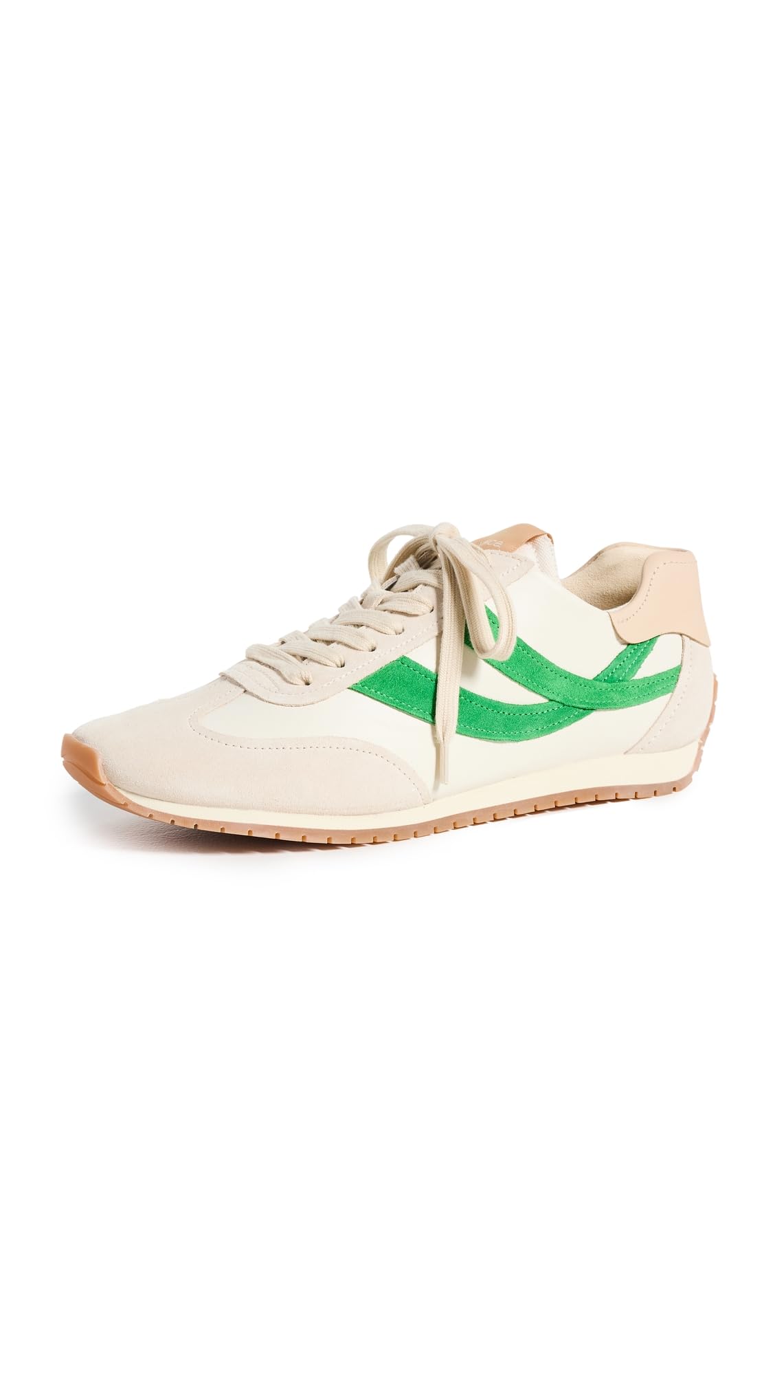 Vince Women’s Oasis Runner Sneakers, Milk/Emerald/Moonlight, Green, Tan, 6 Medium US