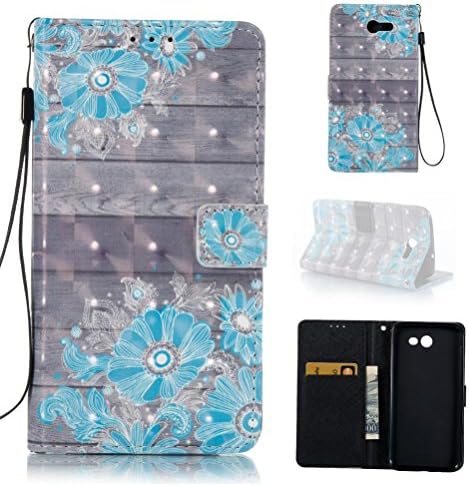 Samsung J7 2017 case, durable pu wallet style cover Kickstand cover credit card holder flip book shell cover with strap and magnetic closure gift for samsung j7 2017-flower3