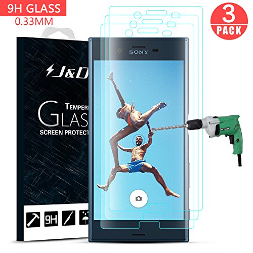 Xperia XZ Screen Protector, J&D Glass Screen Protector [Tempered Glass] HD Clear Ballistic Glass Screen Protector for Sony Xperia XZ - Protect Screen From Drop and Scratch (3 Packs)