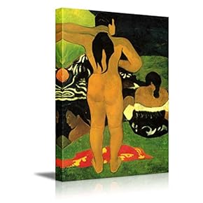 "Tahitian Women Bathing by Paul Gauguin - French Post-Impressionist - Canvas Art Home Art - 12x18 inches