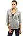 PattyBoutik Women Mock Neck Marled Zip Up Cardigan (Light Gray and White Medium)