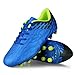 Hawkwell Kids Boys Girls Outdoor Soccer Shoes, Blue PU, 13 M US