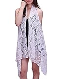 HDE Womens Open Front Lace Cardigan Sleeveless Asymmetric Drape Hem Vest Coverup