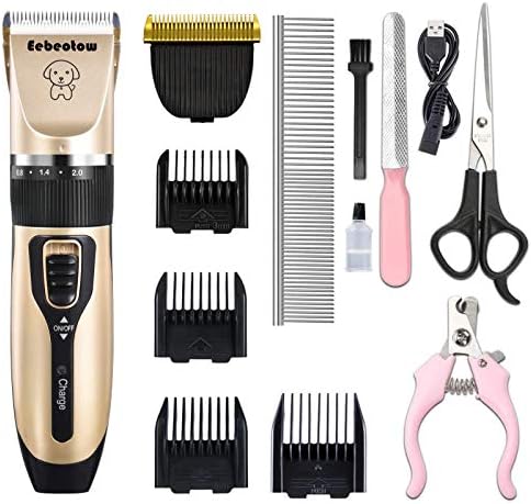 Eebeotow Dog Grooming Clippers, Cordless Rechargable Hair Clippers Set for Dogs, Professional Dog Grooming Clippers,Low Noice Dog Nail Clippers for Small Dog