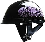 HCI Pink Flower Women's Motorcycle Half Helmet with Visor - ABS Shell 100-141