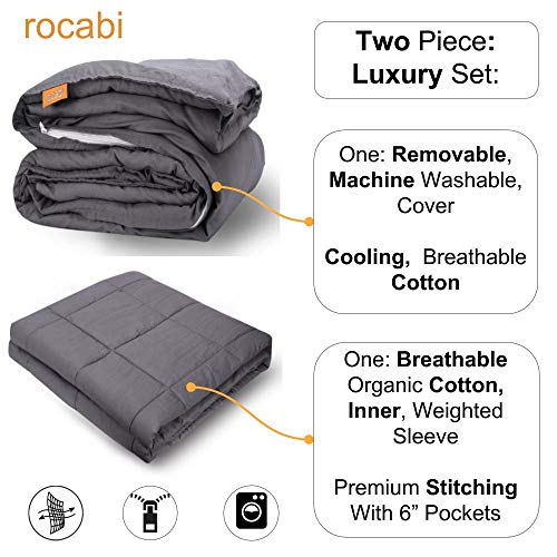 rocabi Weighted Blanket for Adults Queen Size Luxury Set (10 lbs, 60