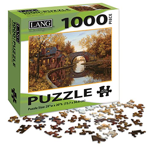 LANG - 1000 Piece Puzzle -"House by The River", Artwork by Evgeny Lushpin - Linen Finish - 29' x 20" Completed