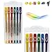 Emraw Fruit Scented Glitter Color Gel Pen with Case - Colors Included: Yellow, Orange, Red, Green, Blue & Purple - Great for School, Home & Office - (12-Pack)