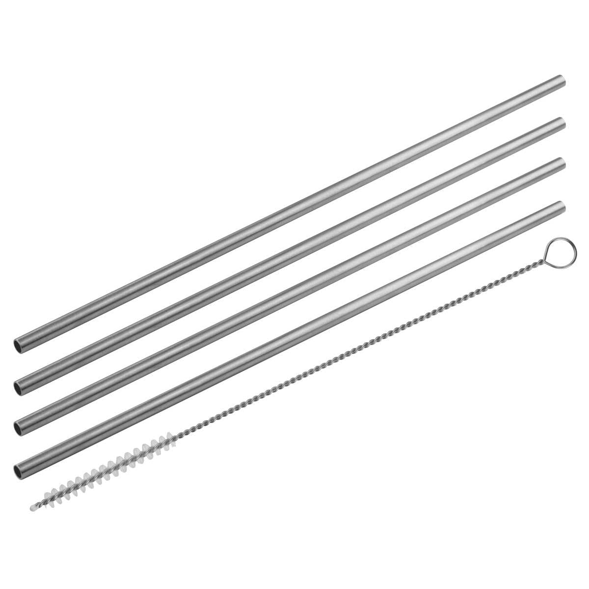 Fackelmann 54855 Set of 4 Steel Straws with Brush
