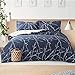 Bedsure Printed Duvet Cover Set Cal King Size Navy/Beige - Pattern Comforter Cover with Zipper Closure 3 Pieces (1 Duvet Cover + 2 Pillow Shams, 104x96 inches)