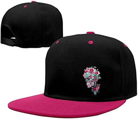 Floral Sugar Skulls Art Hip Hop Flat Brim Cap Adult Baseball Hat Printing Adjustable Snapback Cool Plain Trucker Hats For Dance,Neo-Jazz,Street Jazz,Reggea