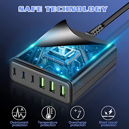 USB C Charging Station, 90W 6Port TypeC Charging Station with Power Delivery, GaN USB C