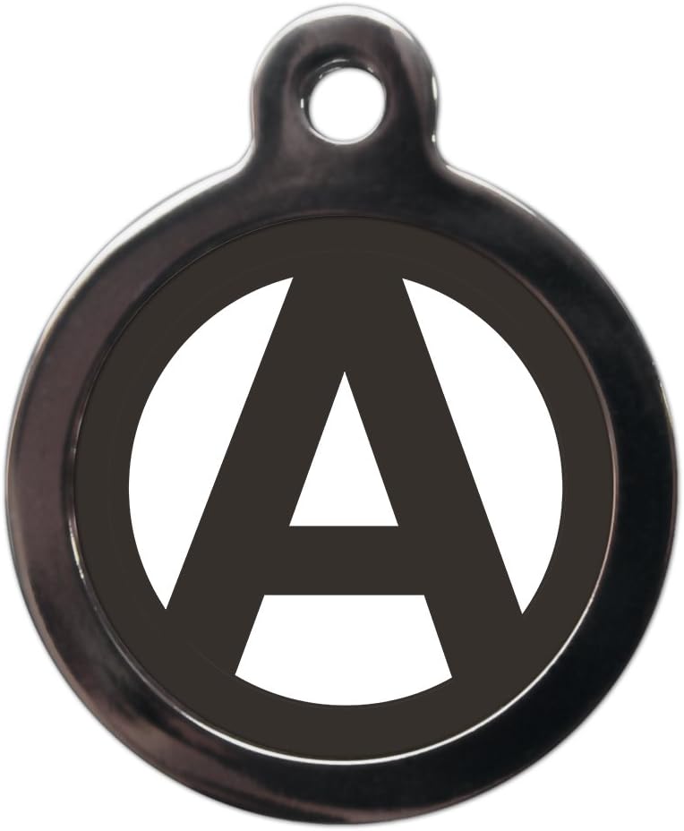 PS Pet TagsInitials Pet ID Tags - Letters A-Z Black & White Design - Zinc Alloy Metal - Large (32mm) Small (24mm) Personalised On Reverse - Dog Cat Name Address Identity Tag - Made in UK