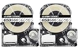 2PK Onirii Compatible Epson Labelworks Label Tape Cartridge LW-300 LW-400 LW-500 LW-600 LC-3TBN9(LK-3TBN) Black On Clear Label Maker Tape Refill Cartridge 9mmx26.2ft