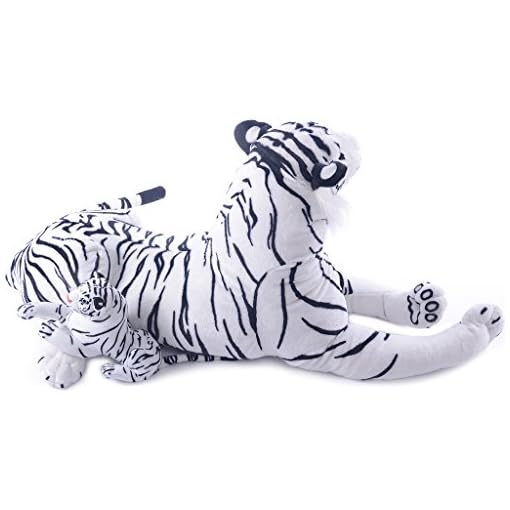 VERCART 43 inches Giant Realistic Stuffed Tiger Animals Soft Plush Toy White Tiger for Kids Birthday Gifts (with A Small Tiger) - Image 5