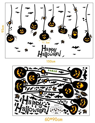 TOTOMO Halloween Wall Window Decals Stickers Cling Decorations for Indoor Party Decor Black Bats Witches W201 - Thumbnail 2