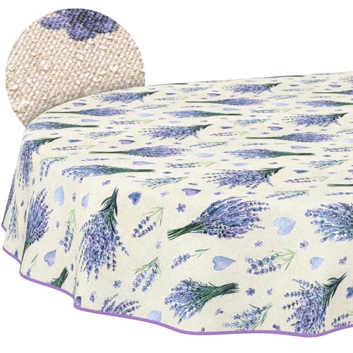 ANRO Tafelkleed Afwasbaar Lavendel Paars Ovaal 240 x 140 cm – Waterafstotend Binnen Buiten, Lotuseffect, met Zoom
