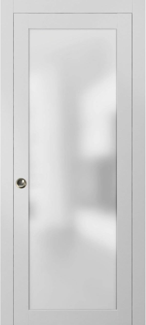 Frosted Glass Pocket Door 36 x 80 inches Planum 2102 White Silk