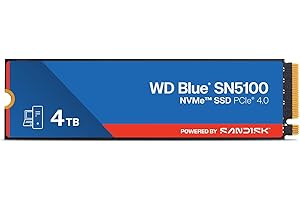 SANDISK 4TB WD Blue SN5100 NVMe SSD - M.2 2280, PCIe Gen 4.0, Internal Solid State Drive - Read Speeds Up to 6,900MB/s, Upgra