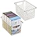 mDesign Modern Farmhouse Deep Metal Wire Storage Organizer Bin Basket with Handles for Kitchen Cabinets, Pantry, Closets, Bedrooms, Bathrooms, Laundry Rooms, Garages - 5.25