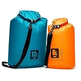 The Friendly Swede 12L and 6L Ultra-light Waterproof - Extra Tough CORDURA Material Dry Sack Bags, Ideal as Inner Lining Bags, Set of 2 (Orange & Teal)