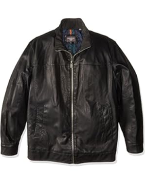 Men's Tall Size Lamb Touch Faux Leather Stand Collar Jacket