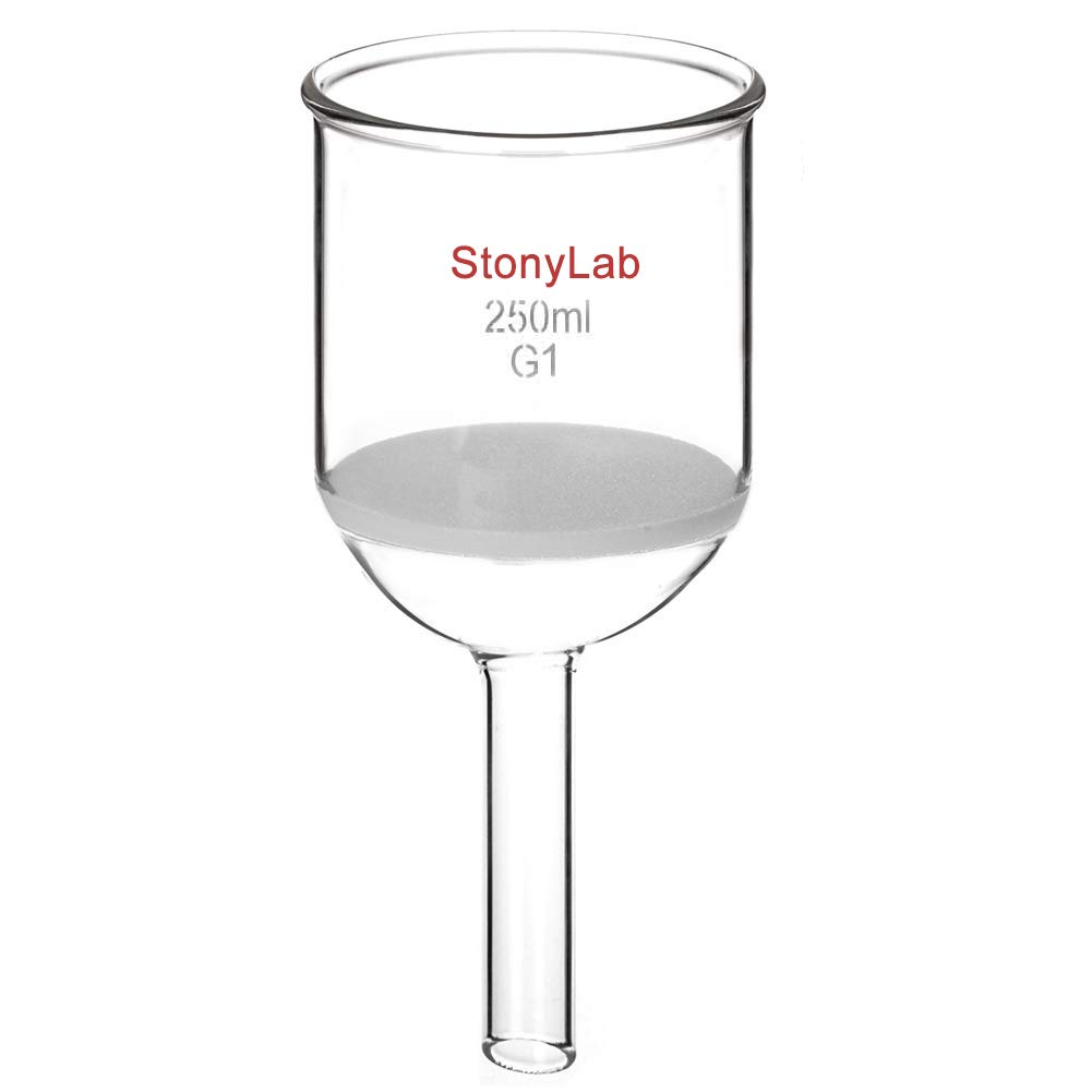 StonyLab Borosilicate Glass Buchner Filtering Funnel with Coarse Frit(G1), 76mm Inner Diameter, 80mm Depth (250ml)