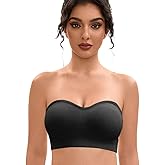 YHGV Strapless Bras for Women-Push-Up Non-Slip Bandeau Bra,Seamless Wirefree Padded Tube Top Convertible Straps