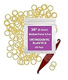 3/8 inch Orthodontic Elastic Rubber Bands 100 Pack Natural Medium Force 3.5 oz Small Rubberbands make bows Dreadlocks Dreads Doll Hair Braids Horse Mane Tail Fix Tooth Gap Top Knots FREE Elastic Placer for braces